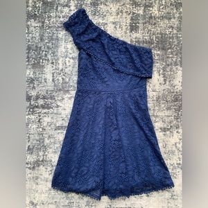 Francesca’s | Navy Lace One-Shoulder Dress | Small | Navy